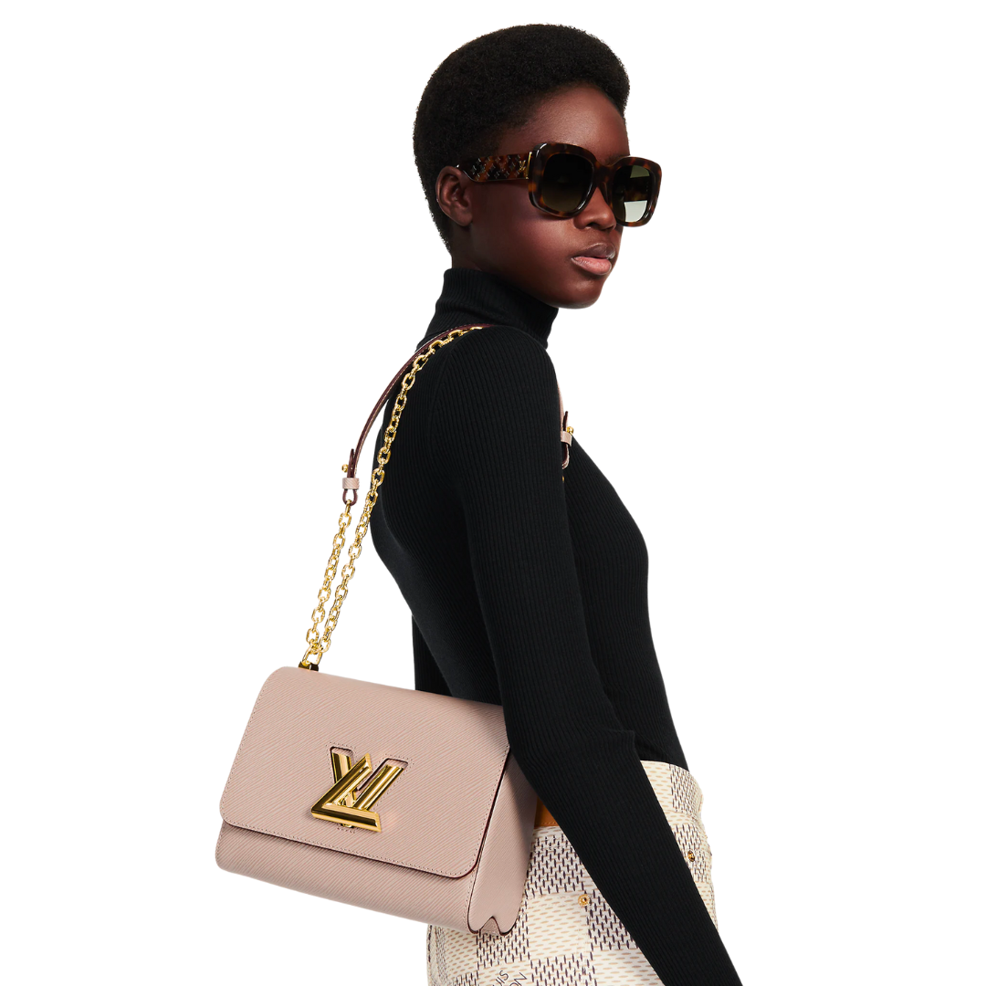 LOUIS VUITTON TWIST PM CHAIN BAG (GALET GREY) | Front Row Style