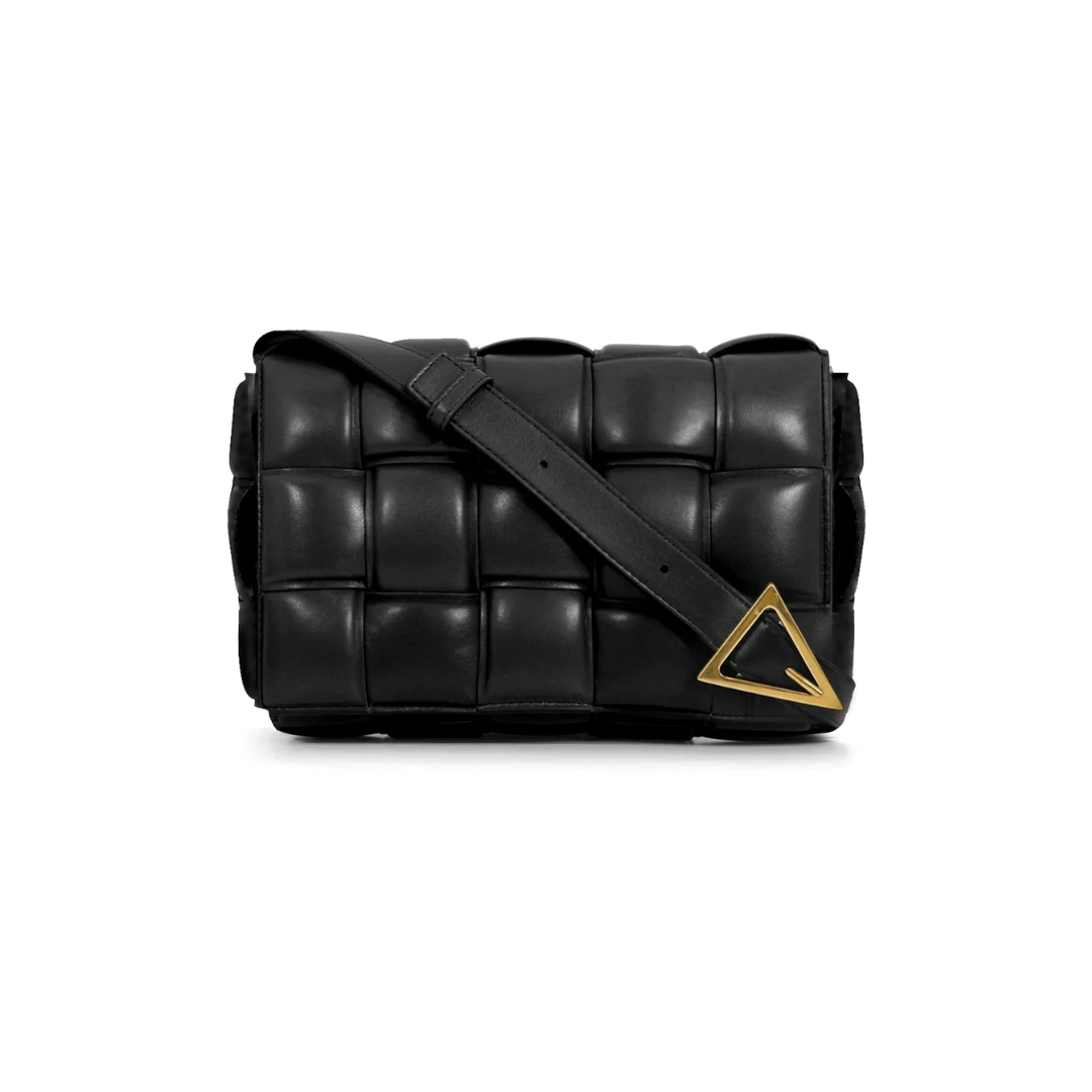 BOTTEGA VENETA BLACK PADDED CASSETTE BAG Front Row Style