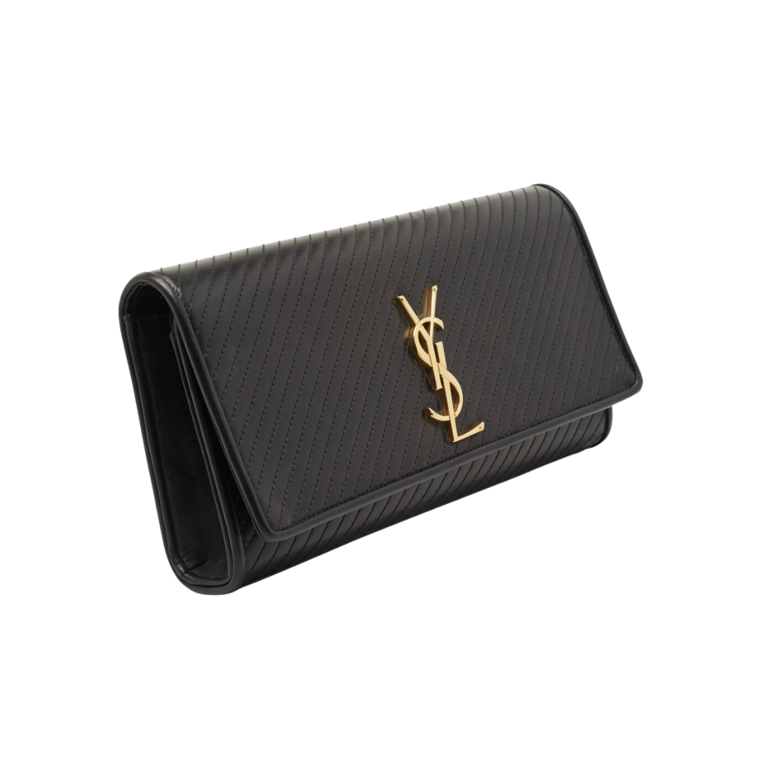 SAINT LAURENT QUILT LEATHER KATE CLUTCH