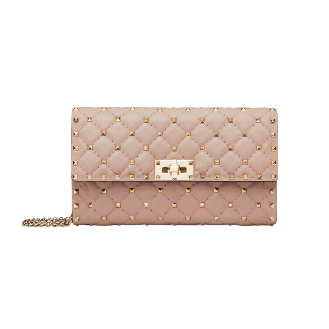 VALENTINO ROCKSTUD SPIKE SHOULDER BAG (NUDE)