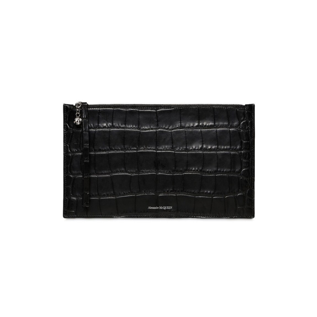 ALEXANDER MCQUEEN CROC EMBOSSED LEATHER POUCH