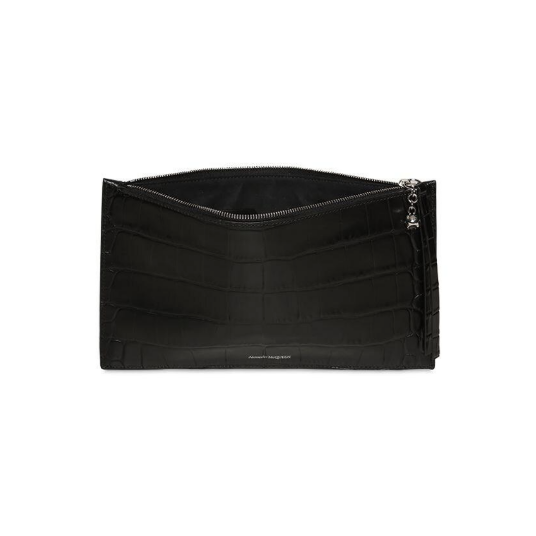 ALEXANDER MCQUEEN CROC EMBOSSED LEATHER POUCH