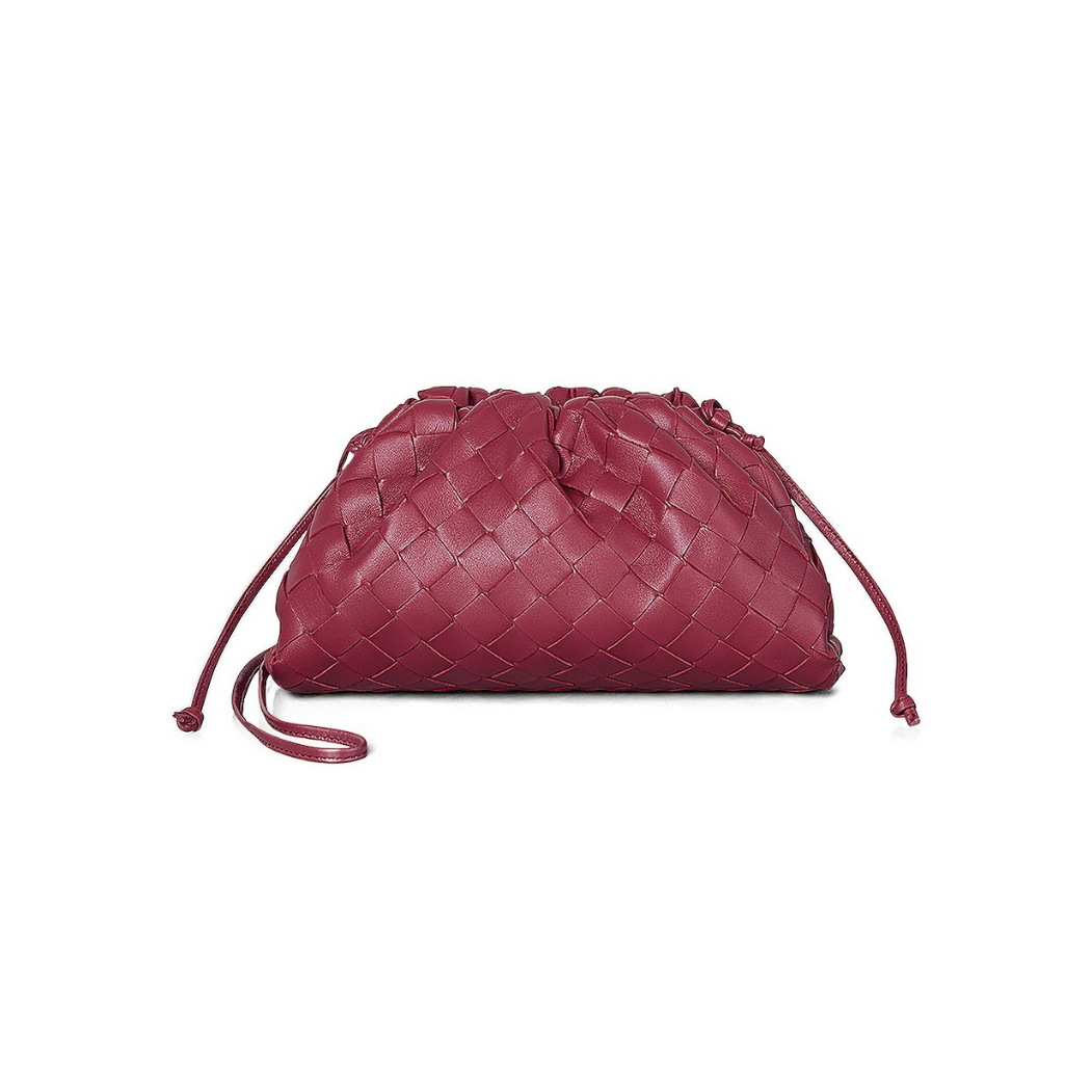 BOTTEGA VENETA MINI WOVEN CLUTCH (BURGUNDY)