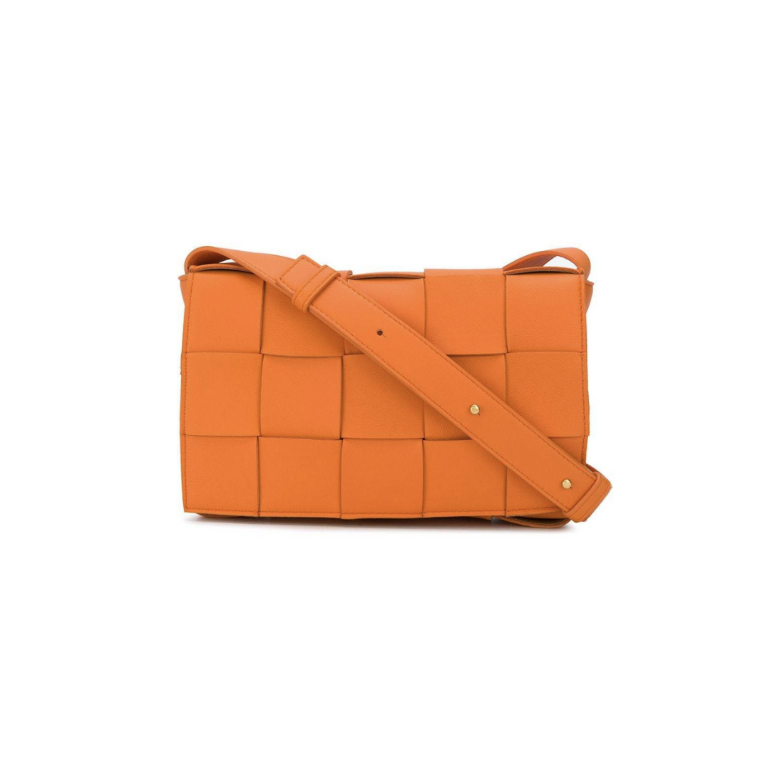 BOTTEGA VENETA ORANGE MAXI WOVEN CASSETTE BAG