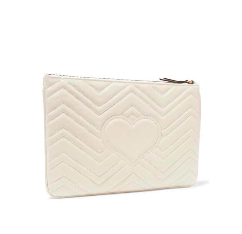 GUCCI GG QUILTED LEATHER CLUTCH (WHITE)