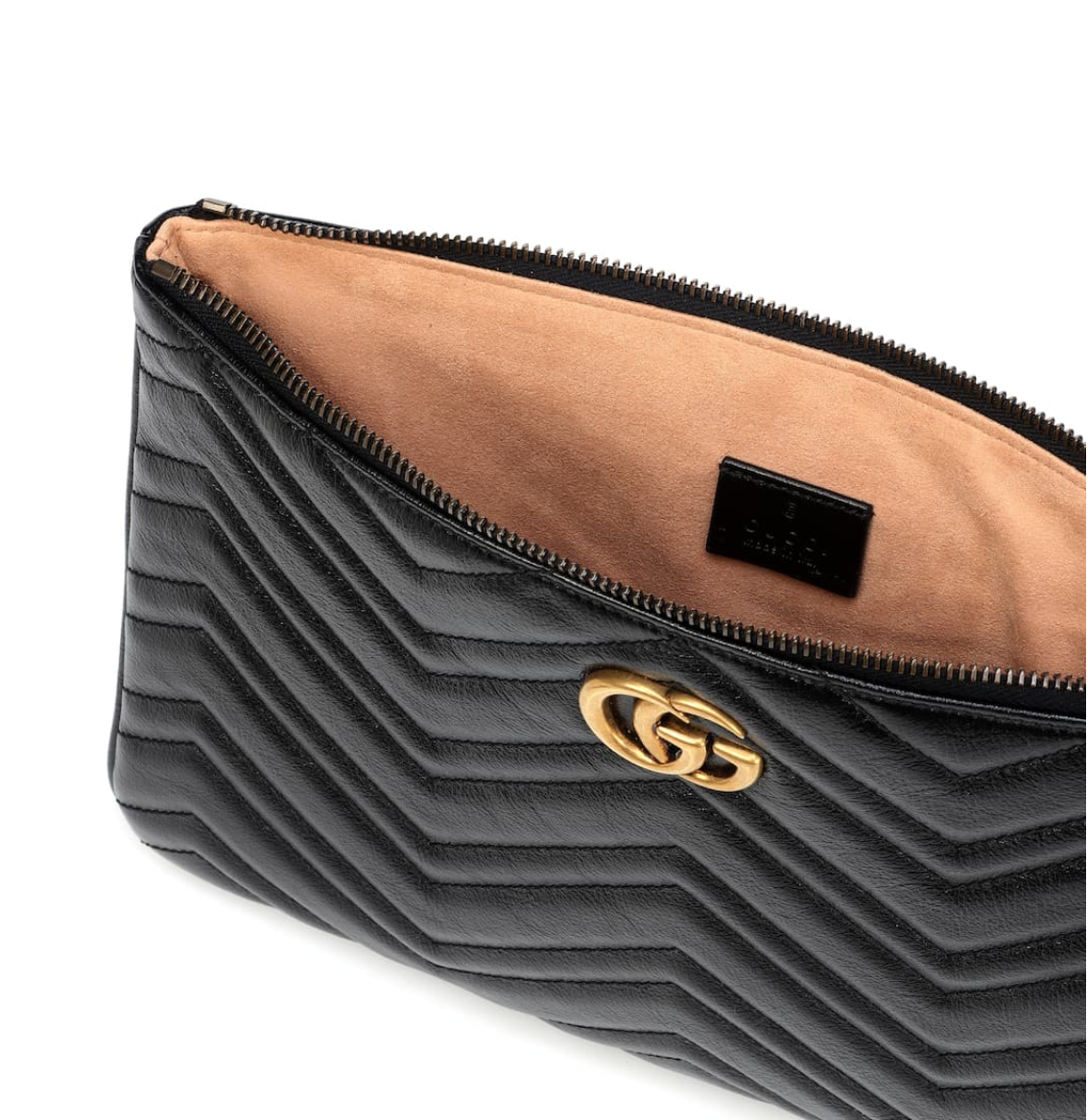 GUCCI GG QUILTED LEATHER CLUTCH (BLACK)