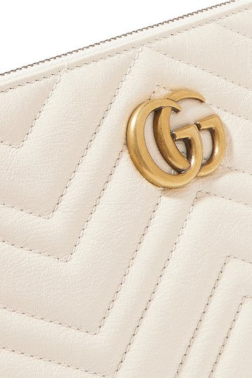 GUCCI GG QUILTED LEATHER CLUTCH (WHITE)